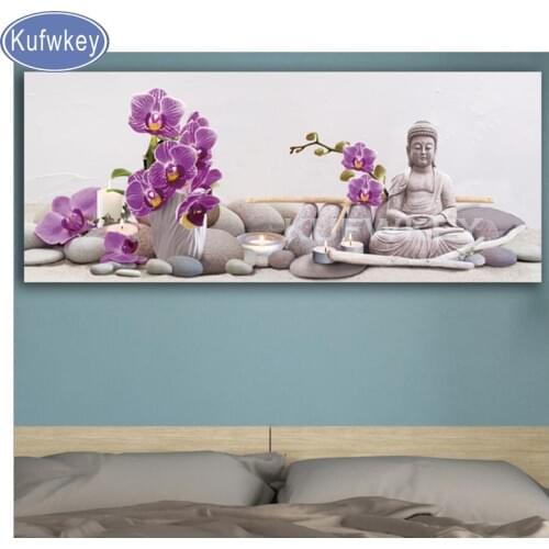 New Buddha with orchids zen stone diamond mosaic full drill square embroidery pictures rhinestones 5d diy diamond painting sale