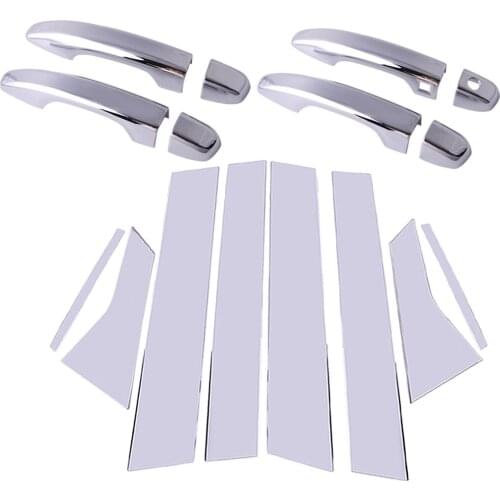 Car 8pcs/Set Chrome Side Door Handle W/Smart Keyhole + Pillar Post Cover Trim Set Fit for Honda Accord 2018 2019 2020