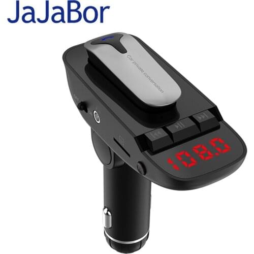JaJaBor Car Kit Headset FM transmitter Bluetooth Handsfree AUX Audio Music MP3 Player USB Charger Support TF Card / U Disk Play