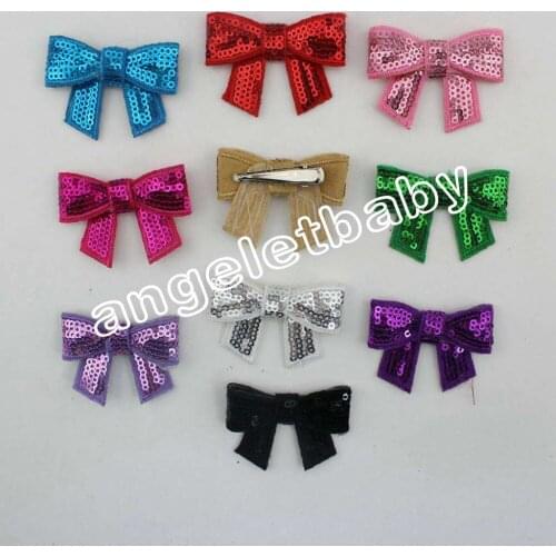 12pcs 2'' Sequin Bows hair CLIP Embroideried Sequin Hairbow Girls Boutique Hair Accessories Alligator clips Hairpin HD3401