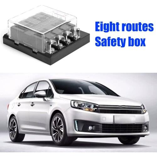Car Boat 8 Way Blade Fuse Block Box 8 Way Circuit Standard Automotive with Clear PC Cover for Standard Blade Fuse