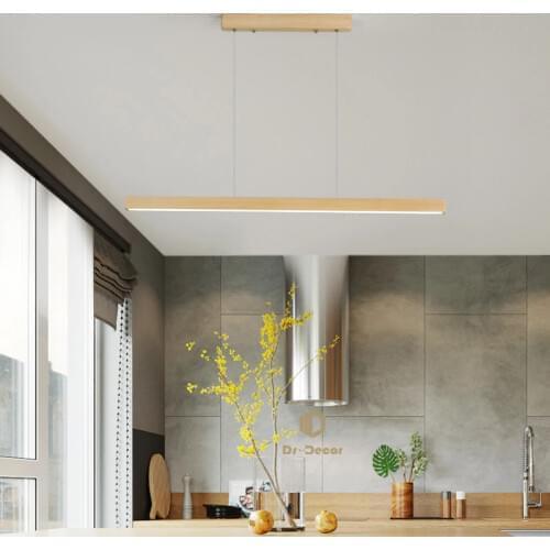 Nordic LED Wood Pendant Lights, Dining Room LOFT Indoor Home Decoration Living Room Art Pendant Lamp Kitchen Hanging Lighting