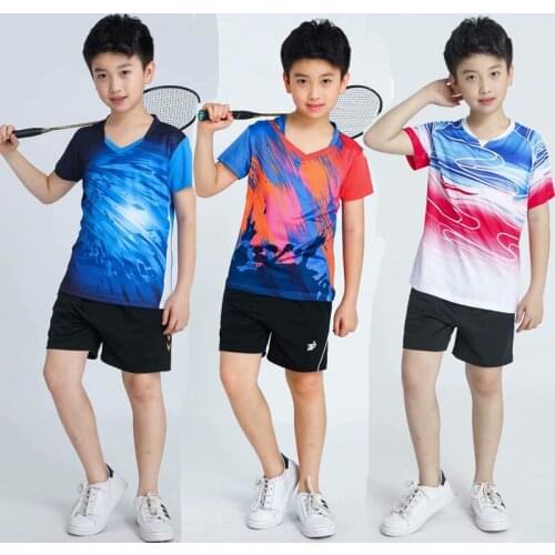 2020 Children Badminton shirt shorts set, Boys Table Tennis shirt kit, women tennis shirts Girls sport t-shirts custom