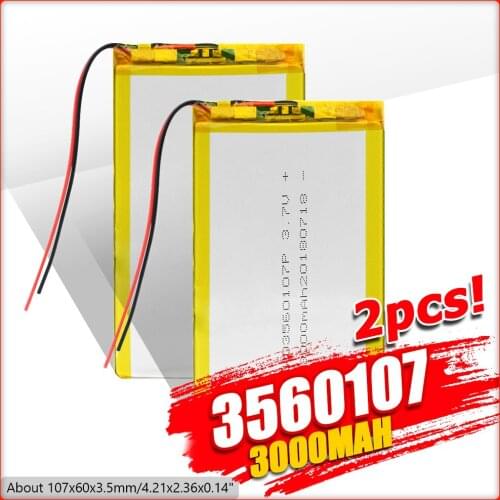 For tablet pc 3560107 3.5mm*60mm*107mm 3.7V 3000mah (polymer lithium ion battery) Li-ion battery For Tablet DVD GPS PSP E-book