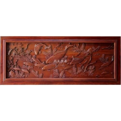 Dongyang wood carving plaque hanging boutique cross screen pendant Chinese partition background May there be surpluses every yea