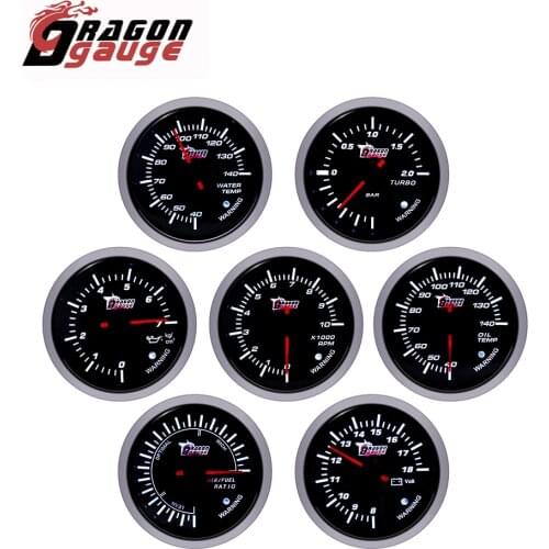 DRAGON GAUGE 2.5 " 60mm Tachometer Voltmeter Air Fuel Ratio Boost Gauge Water Temp Oil Temp Oil Press With Warning Function