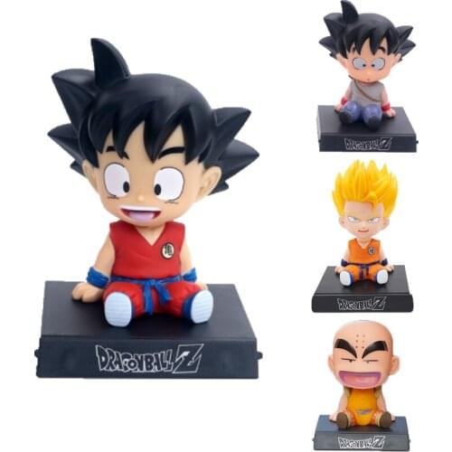 Dragon Ball Z Goku Kuririn Action Figure Ornaments Shaking Head Doll Cartoon Cute Creative Decoration Mobile Phone Holder Gifts