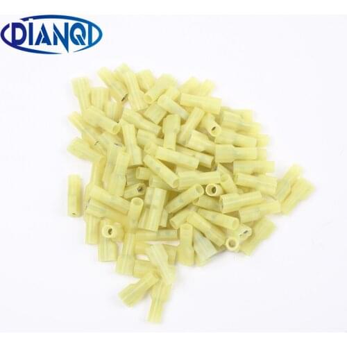 DIANQI FDFNY5-250 FDFNY5.5-250 NYLON brass Female Insulated Spade joint Cable Wire Connector 100PCS 4-6mm2 12-10AWG FDFNY