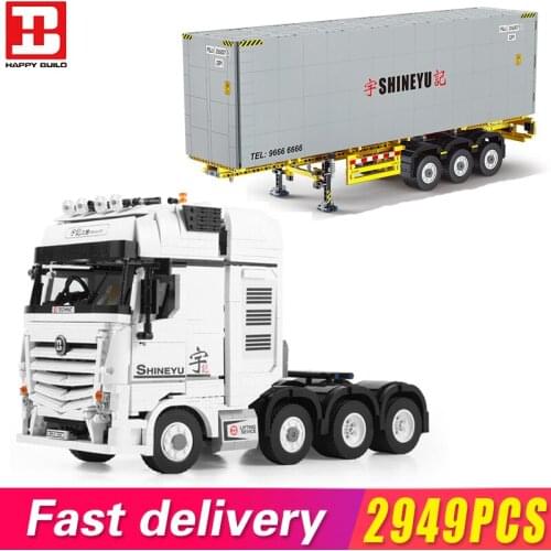 High-Tech City App Remote Control Arocs Truck Bricks Moc Car Cargo Shipping Container Model Kit Building Blocks Gifts Kids Toys