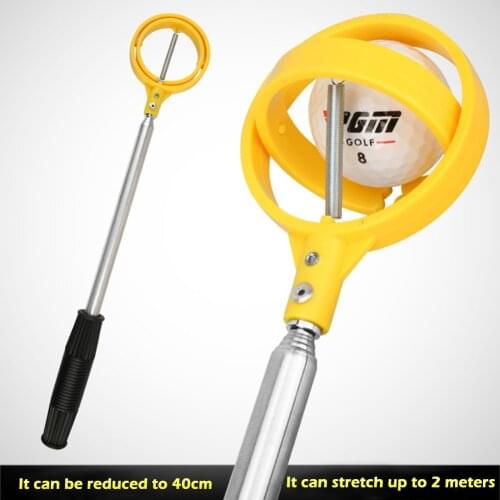 Stainless Golf Ball Pick Up Tools 8Sections Telescopic Golf Ball Retriever Retracted Golf Pick up Automatic Locking Scoop Picker