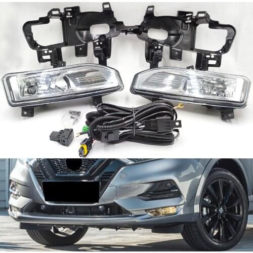CSCSNL 1Set High Quality Car Front Bumper Fog Lamp cover Kit For NISSAN Qashqai 2018 2019 2020 Halogen Fog Light Harness Switch