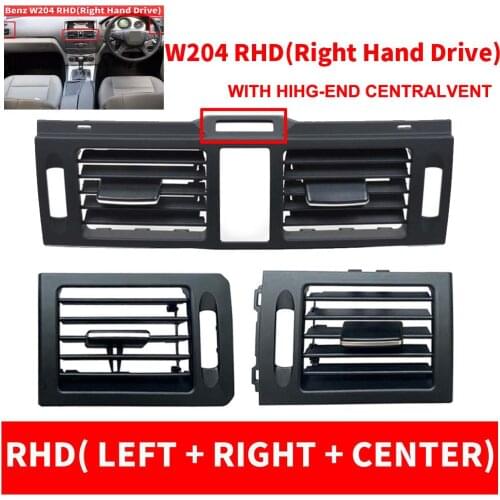 3PCS RHD Car Front Middle Central High-end Air Conditioner Vent Gille W204 Panel Cover For Mercedes Benz C-Class C180 C200