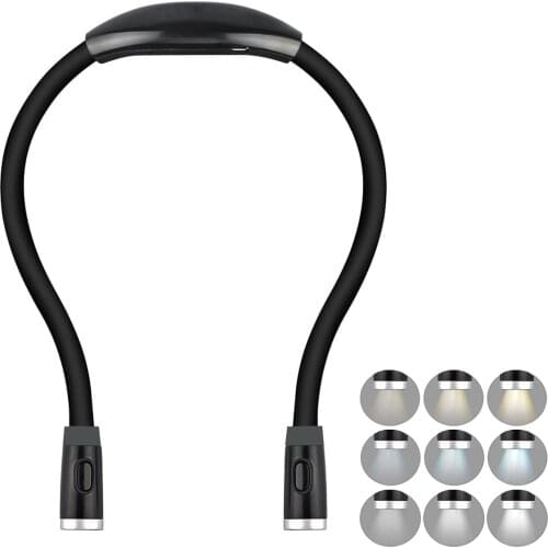 USB Rechargeable Round Neck Reading Light for Knitting/Crafting/Crochet, 3 Lighting Modes & Adjustable Brightness LED Book Lamp