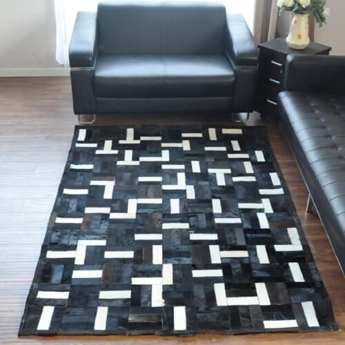 Fashionable art carpet 100% natural genuine cowhide leather silk rugs and carpets
