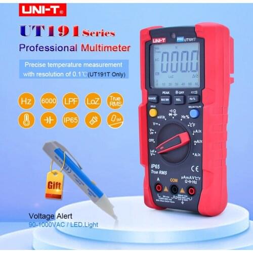 UT191E/UT191T Professional Digital Multimeter,True RMS IP65 Waterproof,6000 Count DMM 20A Ammeter 600V Volt ACV LOZ LPF Tester