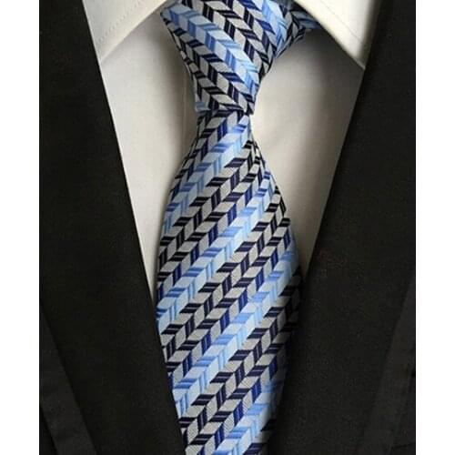 8cm New Designer Ties Fashion Blue Striped Necktie for Men