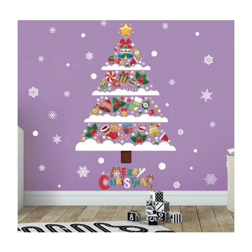 Wall Sticker Christmas Decorations For Home Creative Christmas Gift Tree Festival Shop Decor Shop Restaurant Glass Window Mural