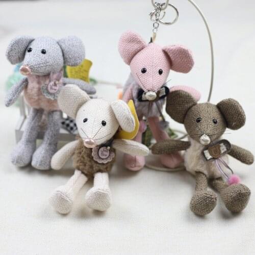 New popular creative Soft cute mouse keychain plush small pendant bag jewelry high quality Soothing doll christmase couple gift
