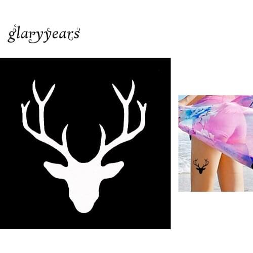 2019 New 1 Piece Elk Antler Design Small Indian Henna Tattoo Stencil Girl DIY Airbrush Paint Henna Tattoo Template Body Art G125
