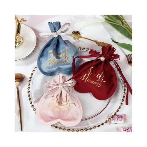 New Stamping "sweet Moment" Heart Flannel Gift Box Chocolate Candy Box Wedding Favor Boxes Baby Shower Festival Party Decoration