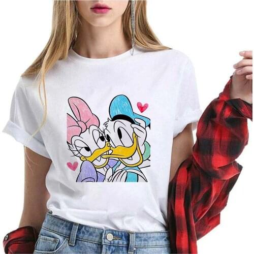 New Harajuku Women Couple Tshirt Daisy Duck Donald Duck Print Short Sleeve Tops Tees Fashion Casual T Shirt Womens Clothes