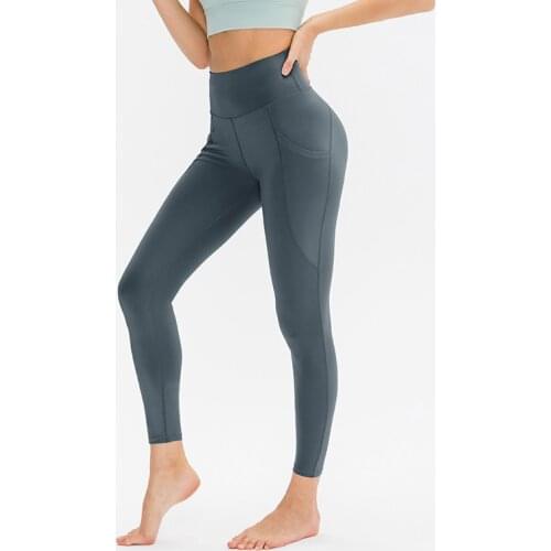 High Waist Solid Womens Yoga Pants Elastic Running Sport Leggings Fitness Training Yoga Pocket Hip Up Gym Clothing Sport Srunch
