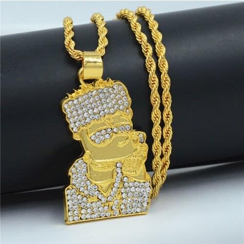 Hiphop Rap Catoon Head Pendant Necklaces Gold Color Rock Animal Necklaces For Women Men Jewelry