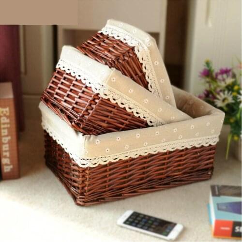 Wicker Storage Basket Rattan Storage Basket Kitchen Finishing Household Goods Snacks Miscellaneous Clothes Basket 2
