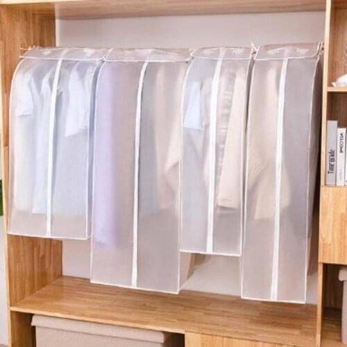 Peva Thick Three-Dimensional Dust Cover Wardrobe Clothing Storing Organizer Bag Coat Dress Hanging Dust Clothes Cover In Closet
