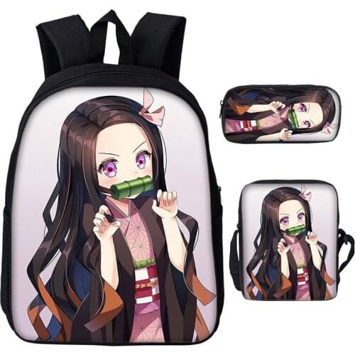 3 Pcs/set Backpack Demon Slayer Kimetsu No Yaiba Tomioka Giyuu Cosplay Fashion School Travel Notebook Bags Pen Bag Gifts