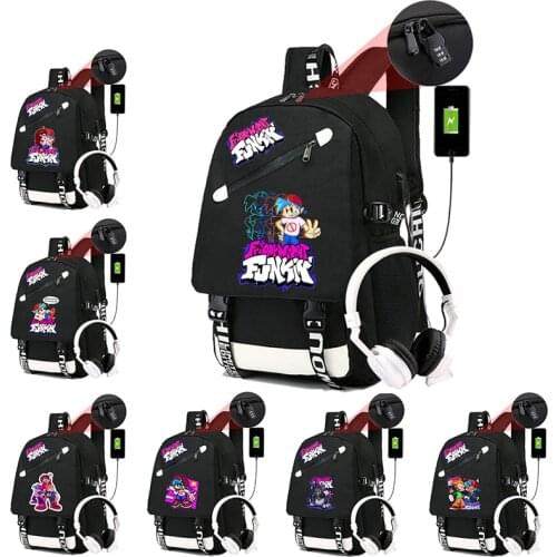 High Quality Friday Night Funkin School Bags For Teenage Girls Usb Charging Backpacks Women Bookbag Men Travel Laptop Bag