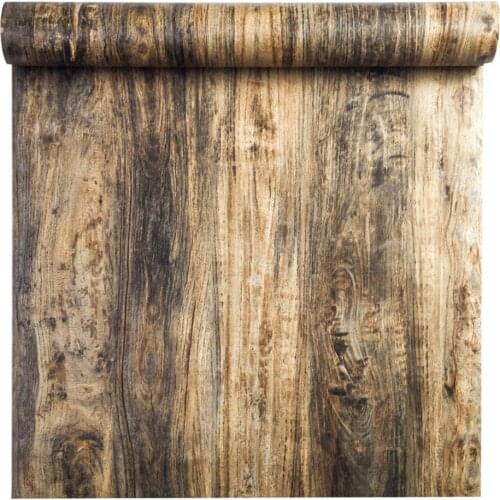 GLOW4U Self Adhesive Vinyl Distressed Wood Grain Wallpaper Kitchen Cabinets Shelves Table Furniture Wall Sticker
