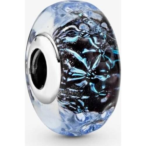 Dark Blue Murano Glass Charm 925 Sterling Silver Beads for Jewelry Making Fits Original Bracelet Women Wholesale Charms