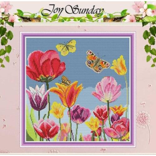 Tulip flower painting counted 11CT 14CT Cross Stitch Set DIY wholesale Chinese Cross stitch Kit Embroidery Needlework home decor