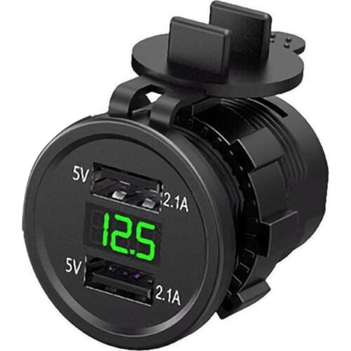 Dual USB Car Charger LED Display Mobile Phone Charge Power Outlet Socket Adapter For 12-24V DC Car Motorcycle​ For Mobile Phone