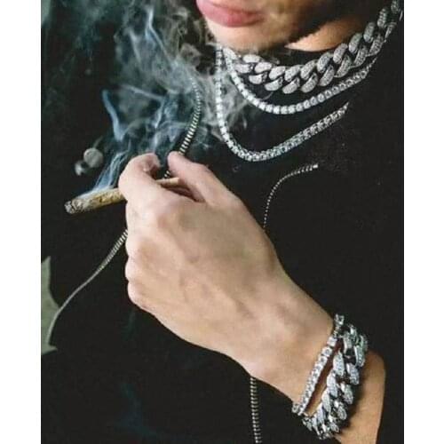 Hip hop rapper trend iced CUBAN CHAIN BRACELET mens and womens bracelet Rhinestone Zircon Bracelet mens jewelry gift