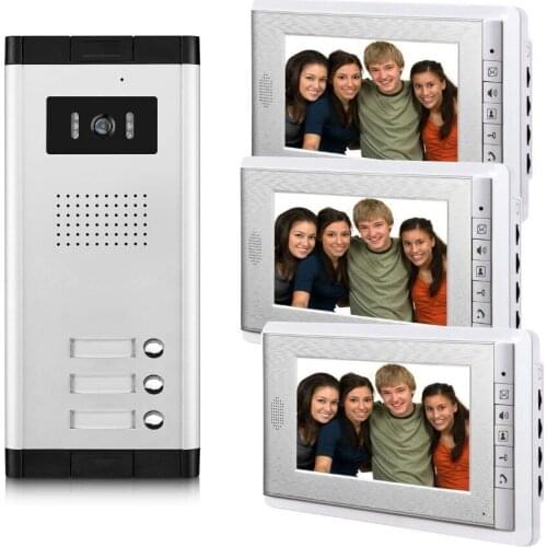 2/3/4 Unit apartments video intercom system 7 Inch video door phone Kit Video Doorbell for for 2-4 Household Apartment