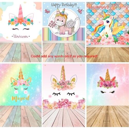 SHENGYONGBAO Vinyl Unicorn Birthday Photography Backdrops Newborn Baby Photo Background Studio Photocalls Props 210605-03
