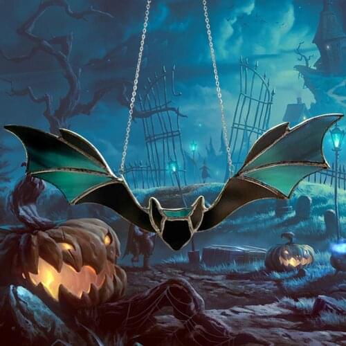 Bat Stained Acrylic Window Hanging Ornament Halloween Horror Props Festival Party Decoration Haunted House Decor Indoor Outdoor