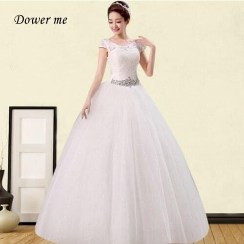 Wedding Gowns White GR734 Elegant Short Sleeve Backless Wedding Dress Plus Size Wedding Dresses Crystal Vestidos De Novia