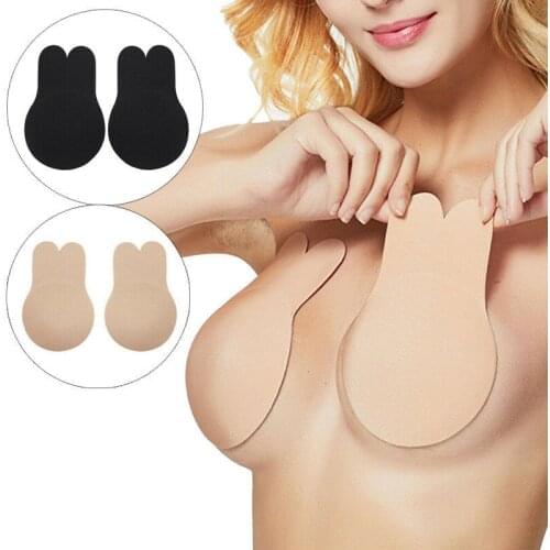 1Pairs Women Push Up Bras for Self Adhesive Silicone Strapless Invisible Bra Reusable Sticky Breast Lift Up Tape Rabbit Bra Pads