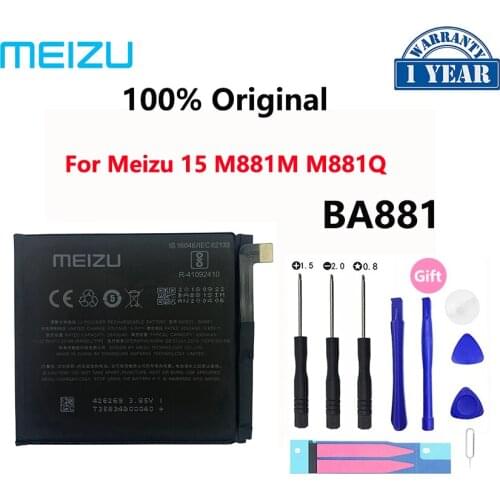 100% New Original 3000mAh BA881 Batteries For Meizu 15 M881 M881M M881Q Mobile Phone Battery Bateria
