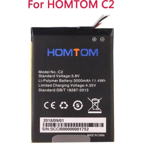 100% new Original C2 Battery Replacement 3000mAh Parts for HOMTOM C2 Smart Phone