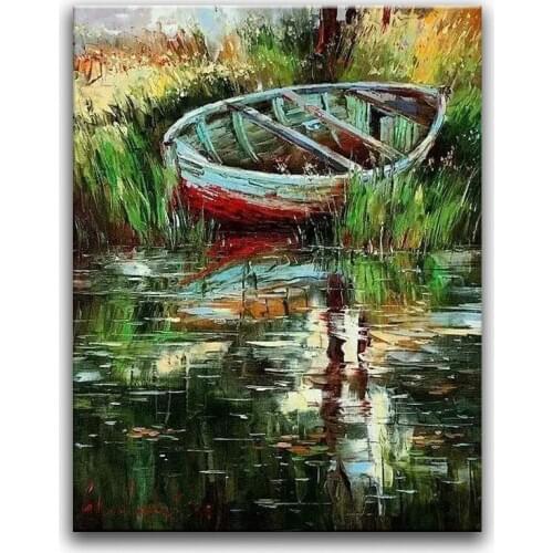 100% hand painted oil painting Home decoration high quality landscape knife painting pictures DM16062801