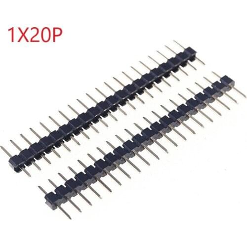 100pcs 1x20 P 20 Pin 2.0 mm Pin Header male single row Straight PCB 180 Through Hole Insulator height 2.00mm Rohs Lead Free