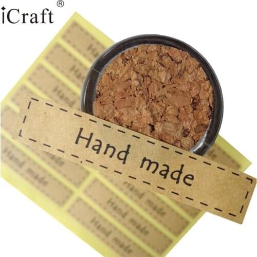 102pcs 7x1.4cm Rectangle Kraft Handmade Seal Sticker DIY Multifunction Paper Sticker Self-adhesive DIY Paper Label