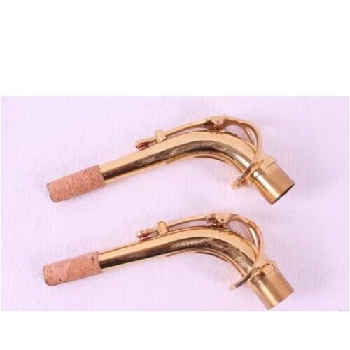 2pcs Saxophone Neck new Alto Sax neck engraved golden brass material