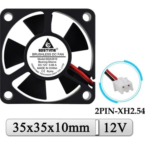 2Pcs Gdstime DC 12V Fan 35x35x10mm 35mm Mini Axial Cooler Fan 35mmx10mm 3.5cm Laptop Micro Brushless Cooling Fan