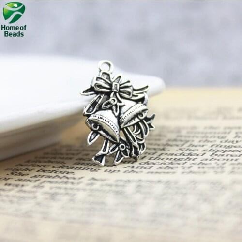 2020 New Popular High Quality Handmade DIY Antique Silver Color Christmas Bell Alloy Pendants (15 Pieces/pack) ZA1108