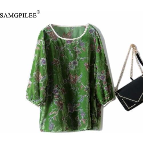 2021 Women Loose Thick Velvet Bottoming Tops Female Gold Velvet Shirt Winter Warm Flocking Solid Blouse Femina Blusa Plus 4XL